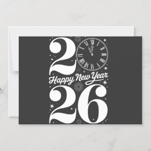 Invitation Magnétique Bonne année 2026 Minuit Horloge Décompte