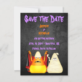 Invitation Magnétique Bonsoir d'Halloween Candy Corn Enregistrer la date