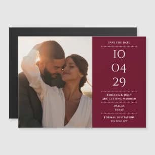 Invitation Magnétique Bourgogne Mariage Moderne Photo Enregistrer La Dat