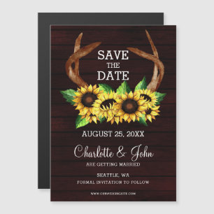 Invitation Magnétique Bourgogne tournesol bois pays enregistrer la date