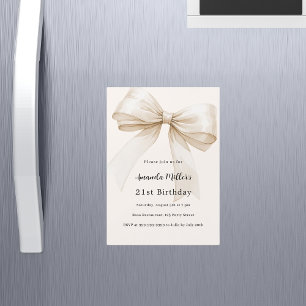 Invitation Magnétique Bouton beige élégant luxe anniversaire