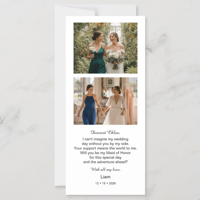 Invitation Magnétique Bridesmaid Photo Strip 2 Pictures Proposal  (Recto)
