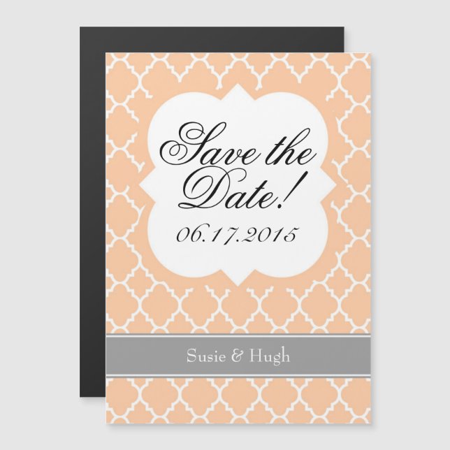 Invitation Magnétique Brocher Quatrefoil Blanc Enregistrer l'aimant Date (Devant / Derrière)