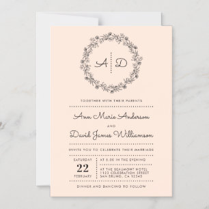 Invitation Magnétique Brouiller   Pays Floral Mariage de couronne