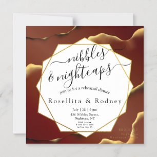 Invitation Magnétique 🤵 Burgundy Gold Elegant Inky Mariage Abstrait