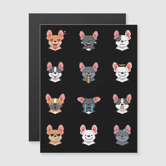 Invitation Magnétique Cadeau Frenchie | Tête Émotionnelle Bouledogue Fra (Devant / Derrière)