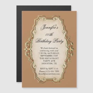 Invitation Magnétique Cadre Antique Brun Clair & Diamants Anniversaire