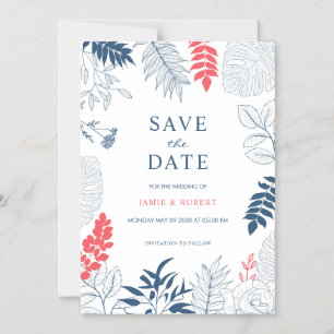 Invitation Magnétique Cadre de fond floral pour mariage tropical