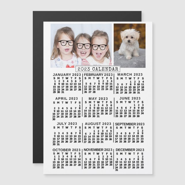 Invitation Magnétique Calendrier 2023 (Voir la description pour la versi (Devant / Derrière)