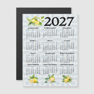 Invitation Magnétique Calendrier 2027 Citrons Italien Méditerranéen Carr