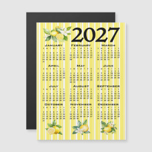 Invitation Magnétique Calendrier 2027 de style italien Citrons Rayures J
