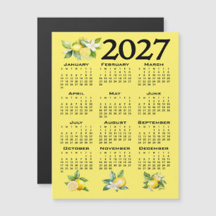 Invitation Magnétique Calendrier 2027 Style Italien Citrons Jaune