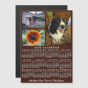 Invitation Magnétique Calendrier annuel 2026 Grain de bois personnalisé 