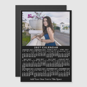 Invitation Magnétique Calendrier annuel 2027 Classique Noir Photo person