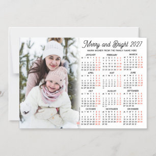 Invitation Magnétique Calendrier Blanc Magnétique de Famille avec Photo