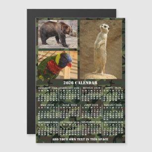 Invitation Magnétique Calendrier de l'année 2026 Camouflage Ajouter 3 Ph
