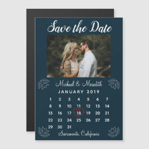 Invitation Magnétique Calendrier des Mariages bleus de la Marine Photo E