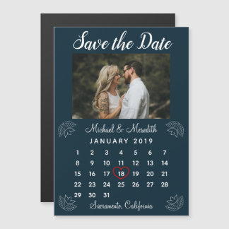 Invitation Magnétique Calendrier des Mariages bleus de la Marine Photo E