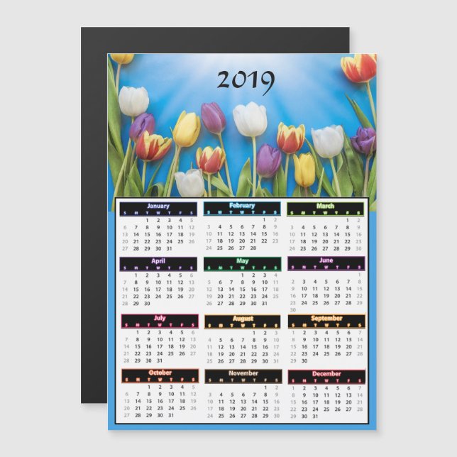 Invitation Magnétique Calendrier des mini-moules Tulipes 2019 (Devant / Derrière)