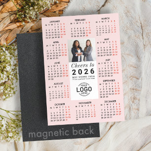 Invitation Magnétique Calendrier magnétique 2026 photo de logo rose tend