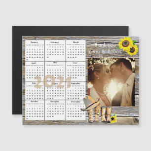 Invitation Magnétique Calendrier Mini 2021 Tournesols Jaunes Photo de Ma