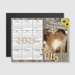 Invitation Magnétique Calendrier Mini 2021 Tournesols Jaunes Photo de Ma