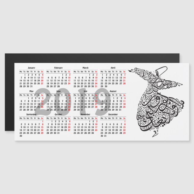 Invitation Magnétique Calendrier Whirling Dervish 2019 (Devant / Derrière)
