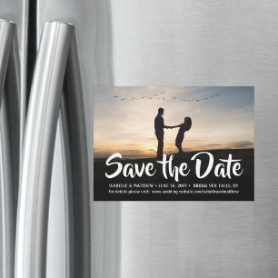 Invitation Magnétique Calligraphie Élégante 1 Photo Mariage Épargnez la 