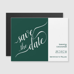 Invitation Magnétique Calligraphie moderne Mariage émeraude Enregistrer 