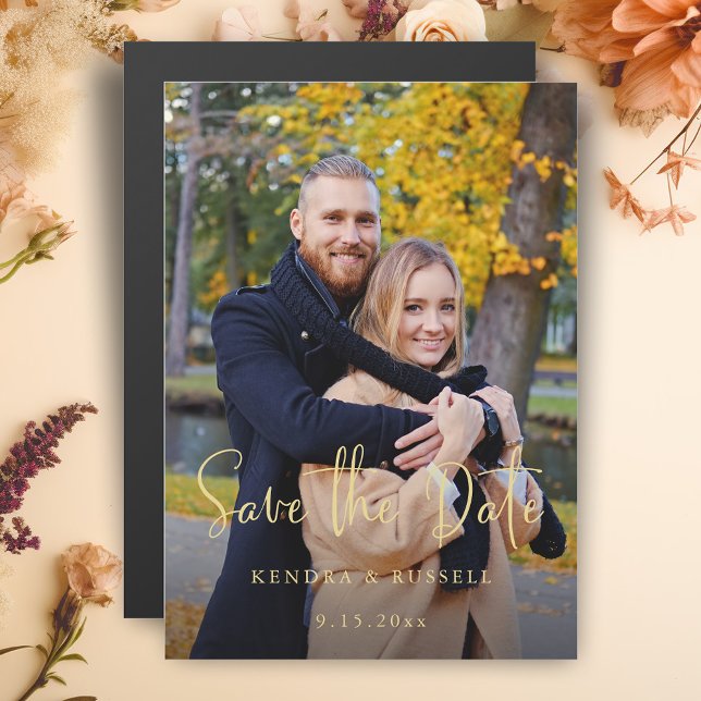 Invitation Magnétique Calligraphie moderne Photo Enregistrer la date (Créateur téléchargé)