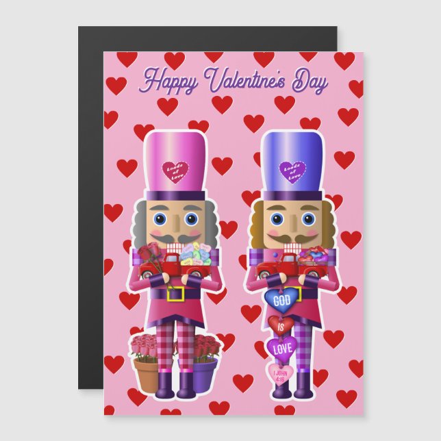 Invitation Magnétique Casse-noix de Saint-Valentin avec petit aimant de  (Devant / Derrière)
