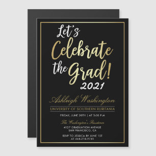 Invitation Magnétique Célébrons l'Âme !   Gold Black Graduation