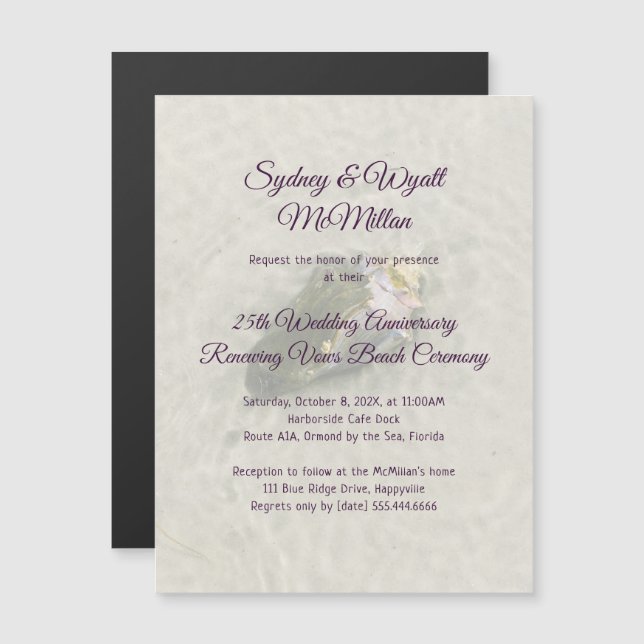 Invitation Magnétique Cérémonie d'anniversaire de vœux de mariage au con (Devant / Derrière)
