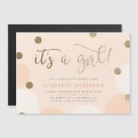 C'est une fille ! | Peach & Gold Confetti Baby sho