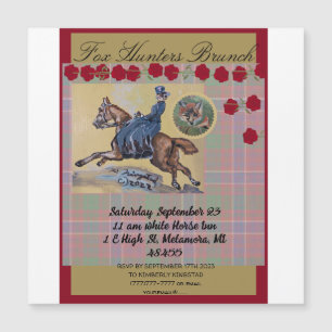 Invitation Magnétique Chasse vintage femme au galop de cheval