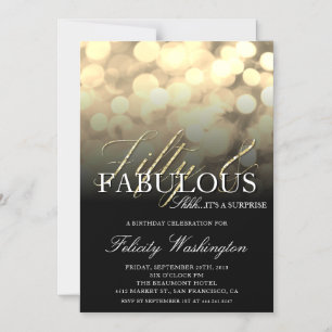 Invitation Magnétique Chic Gold Parties scintillant Cinquante et fabuleu