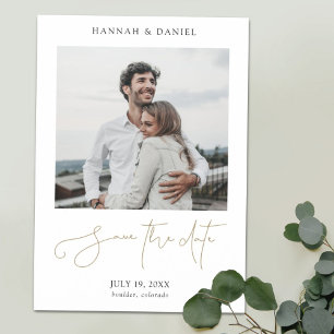 Invitation Magnétique Chic Modern Script Photo Mariage Enregistrer La Da
