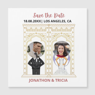 Invitation Magnétique Code QR de mariage moderne Ajouter nom date photo 