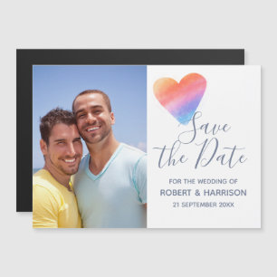 Invitation Magnétique Coeur arc-en-ciel plein de joie Mariage