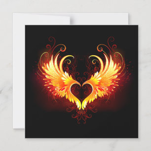 Invitation Magnétique Cœur d'ange de feu avec des ailes