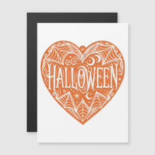 Invitation Magnétique Coeur d'Halloween, Forme de Coeur Orange, Vacances