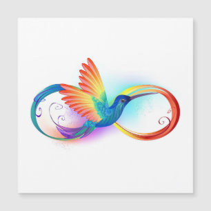 Invitation Magnétique Colibri arc-en-ciel avec symbole d'infini