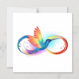 Invitation Magnétique Colibri arc-en-ciel avec symbole Infinity