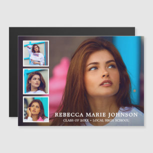Invitation Magnétique Collage photo simple Graduation moderne