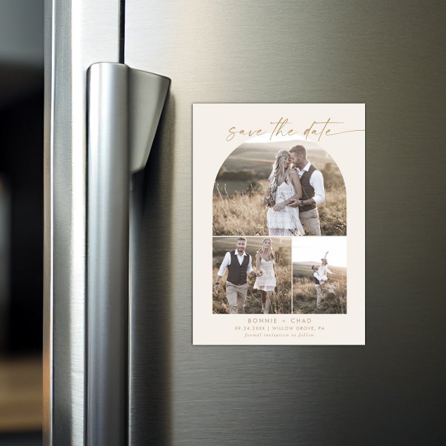 Invitation Magnétique Collection photo Boho Arch moderne Enregistrer la  (Créateur téléchargé)
