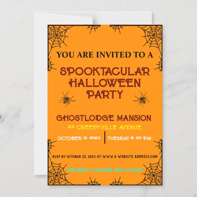INVITATION MAGNÉTIQUE COLORÉ SPOOKTACULAR HALLOWEEN PARTY (Recto)