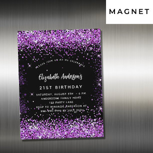 Invitation Magnétique Confetti noir pourpre
