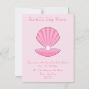 Invitation Magnétique Coquille d'huîtres pour fille rose et Baby shower