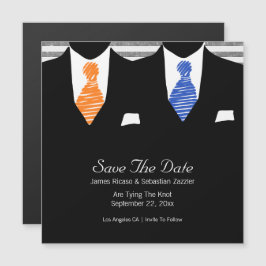 Invitation Magnétique Costume et Cravate Gay Enregistrer la date Mr & Mr