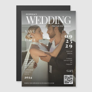 Invitation Magnétique Couverture de magazine drôle Photo sombre Mariage 